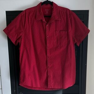 Guess Men's Slim Fit Casual Red Button Down Shirt